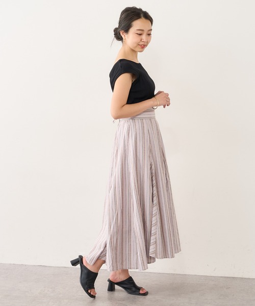 natural couture（ナチュラルクチュール）の「バックレースアップストライプレディスカート（スカート・レディース・アイボリー/ブラック系/ピンク系・FREE）」の18枚目の写真