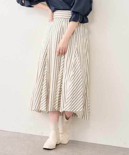 natural couture（ナチュラルクチュール）の「バックレースアップストライプレディスカート（スカート・レディース・アイボリー/ブラック系/ピンク系・FREE）」の17枚目の写真