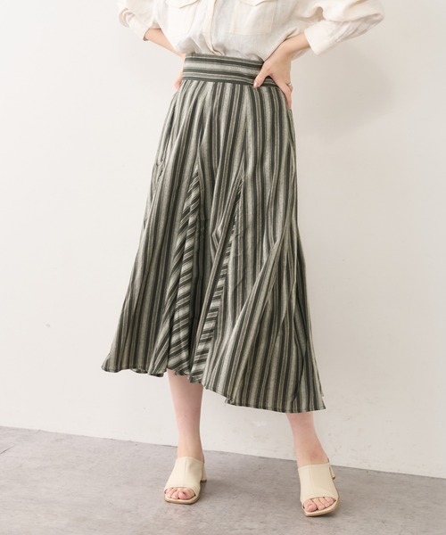 natural couture（ナチュラルクチュール）の「バックレースアップストライプレディスカート（スカート・レディース・アイボリー/ブラック系/ピンク系・FREE）」の13枚目の写真