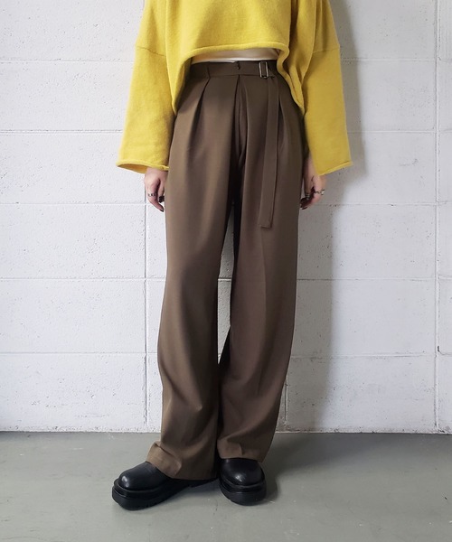 me+em select（ミームセレクト）の「★レイヤードプリーツタックワイドスラックス【ストラップベルトSET】（スラックス・レディース・グレー/ブラック/ブラウン/ベージュ/チャコールグレー・FREE）」の17枚目の写真