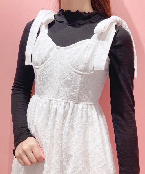 lilLilly(リルリリー)の「レースリボンビスチェドレス(ワンピース・レディース・ホワイト/ブラック/ブルー/ピンク・FREE)」の5枚目の写真