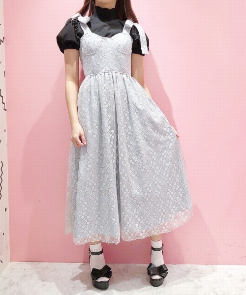 lilLilly(リルリリー)の「レースリボンビスチェドレス(ワンピース・レディース・ホワイト/ブラック/ブルー/ピンク・FREE)」の10枚目の写真