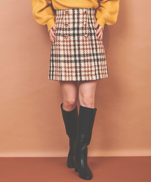 31 Sons de mode（トランテアン　ソン　ドゥ　モード）の「チェック台形スカート（スカート・レディース・レッド/オフホワイト・38/36）」の2枚目の写真