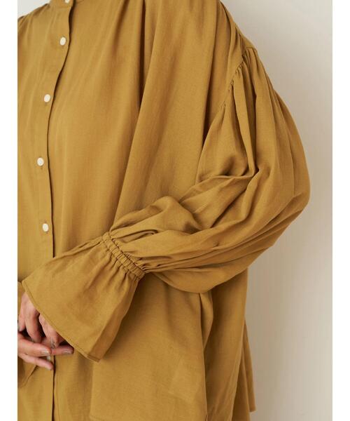 earth music&ecology（アースミュージックアンドエコロジー）の「ギャザーブラウス ＊（シャツ/ブラウス・レディース・ブラック/グリーン/アイボリー/マスタード・FREE）」の7枚目の写真