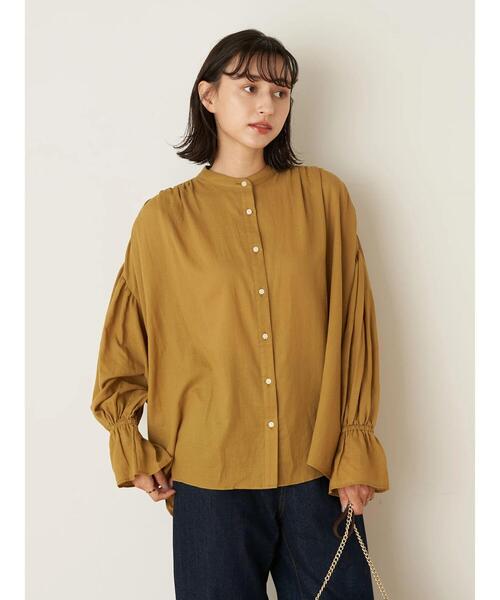 earth music&ecology（アースミュージックアンドエコロジー）の「ギャザーブラウス ＊（シャツ/ブラウス・レディース・ブラック/グリーン/アイボリー/マスタード・FREE）」の14枚目の写真