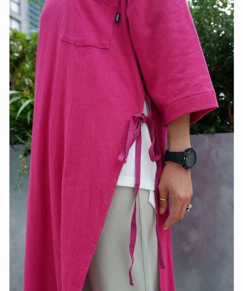 MANASTASH（マナスタッシュ）の「MANASTASH/マナスタッシュ W's HEMP 3/4 SLEEVE SLIT DRESS ウィメンズ　7分袖　スリットワンピ―ス（ワンピース・レディース・ブラック/マルチ/ナチュラル・MEDIUM）」の6枚目の写真