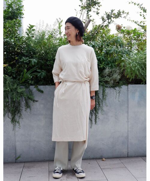 MANASTASH（マナスタッシュ）の「MANASTASH/マナスタッシュ W's HEMP 3/4 SLEEVE SLIT DRESS ウィメンズ　7分袖　スリットワンピ―ス（ワンピース・レディース・ブラック/マルチ/ナチュラル・MEDIUM）」の5枚目の写真