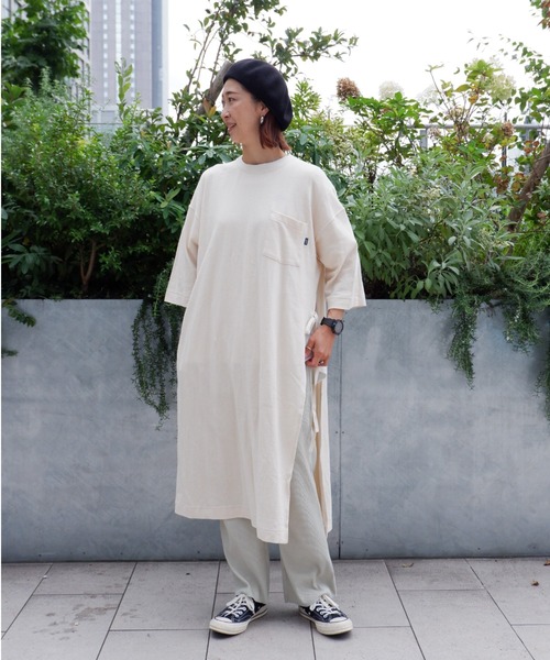 MANASTASH（マナスタッシュ）の「MANASTASH/マナスタッシュ W's HEMP 3/4 SLEEVE SLIT DRESS ウィメンズ　7分袖　スリットワンピ―ス（ワンピース・レディース・ブラック/マルチ/ナチュラル・MEDIUM）」の3枚目の写真