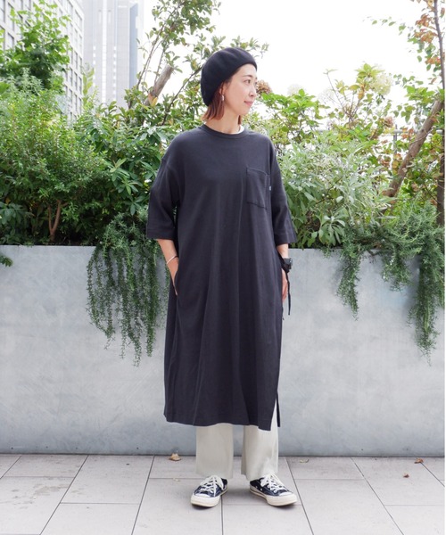 MANASTASH（マナスタッシュ）の「MANASTASH/マナスタッシュ W's HEMP 3/4 SLEEVE SLIT DRESS ウィメンズ　7分袖　スリットワンピ―ス（ワンピース・レディース・ブラック/マルチ/ナチュラル・MEDIUM）」の2枚目の写真