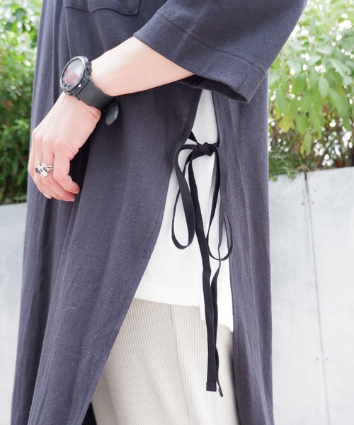 MANASTASH（マナスタッシュ）の「MANASTASH/マナスタッシュ W's HEMP 3/4 SLEEVE SLIT DRESS ウィメンズ　7分袖　スリットワンピ―ス（ワンピース・レディース・ブラック/マルチ/ナチュラル・MEDIUM）」の15枚目の写真