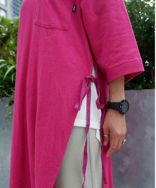 MANASTASH（マナスタッシュ）の「MANASTASH/マナスタッシュ W's HEMP 3/4 SLEEVE SLIT DRESS ウィメンズ　7分袖　スリットワンピ―ス（ワンピース・レディース・ブラック/マルチ/ナチュラル・MEDIUM）」の18枚目の写真