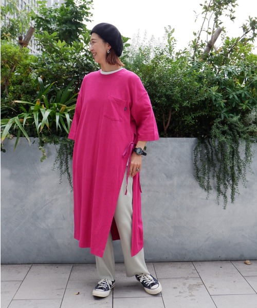 MANASTASH（マナスタッシュ）の「MANASTASH/マナスタッシュ W's HEMP 3/4 SLEEVE SLIT DRESS ウィメンズ　7分袖　スリットワンピ―ス（ワンピース・レディース・ブラック/マルチ/ナチュラル・MEDIUM）」の9枚目の写真