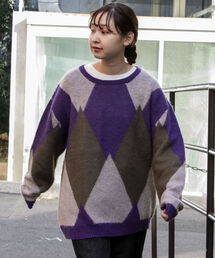 GLOSTER | 【GLOSTER/グロスター】モヘヤミックスプルオーバーニット 無地/アーガイル(ニット/セーター)