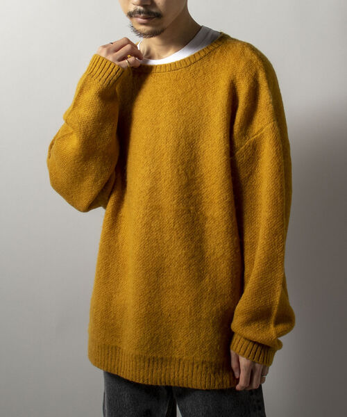 GLOSTER（グロスター）の「【GLOSTER/グロスター】モヘヤミックスプルオーバーニット 無地/アーガイル（ニット/セーター・メンズ・ベージュ/イエロー/グレー系その他/パープル系その他・FREE）」の4枚目の写真