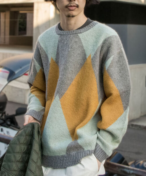 GLOSTER（グロスター）の「【GLOSTER/グロスター】モヘヤミックスプルオーバーニット 無地/アーガイル（ニット/セーター・メンズ・ベージュ/イエロー/グレー系その他/パープル系その他・FREE）」の12枚目の写真