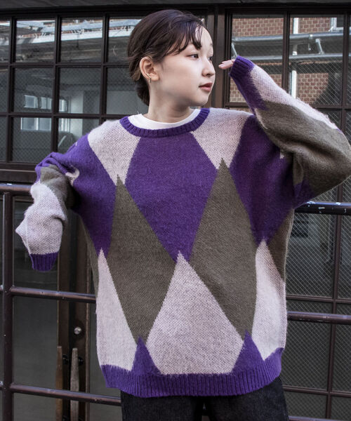 GLOSTER（グロスター）の「【GLOSTER/グロスター】モヘヤミックスプルオーバーニット 無地/アーガイル（ニット/セーター・メンズ・ベージュ/イエロー/グレー系その他/パープル系その他・FREE）」の13枚目の写真