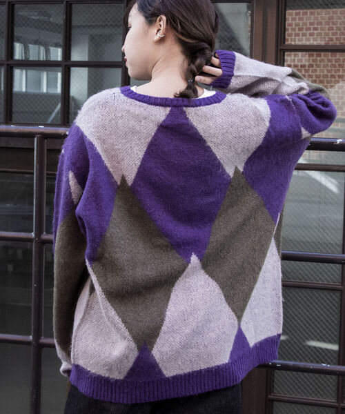 GLOSTER（グロスター）の「【GLOSTER/グロスター】モヘヤミックスプルオーバーニット 無地/アーガイル（ニット/セーター・メンズ・ベージュ/イエロー/グレー系その他/パープル系その他・FREE）」の6枚目の写真