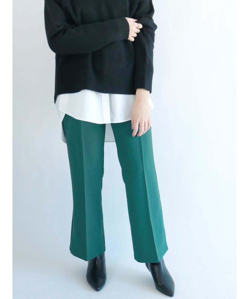 Te chichi(テチチ)の「センタープレスタックフレアパンツ(その他パンツ・レディース・グリーン/ブラウン/ブラック/パープル・フリ-)」の4枚目の写真