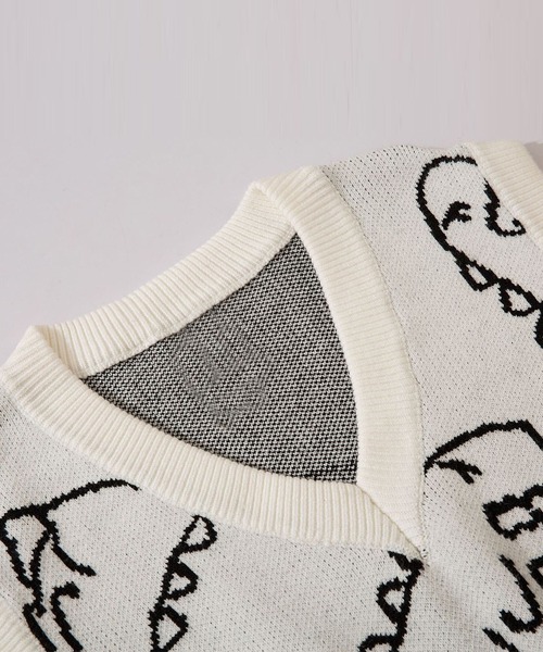 HOOK(フック)の「【HOOK】落書き恐竜イラストvネックベスト(ベスト・メンズ・ホワイト/ブラック/グリーン・XL/M/L)」の8枚目の写真