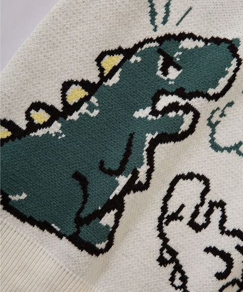 HOOK(フック)の「【HOOK】落書き恐竜イラストvネックベスト(ベスト・メンズ・ホワイト/ブラック/グリーン・XL/M/L)」の10枚目の写真