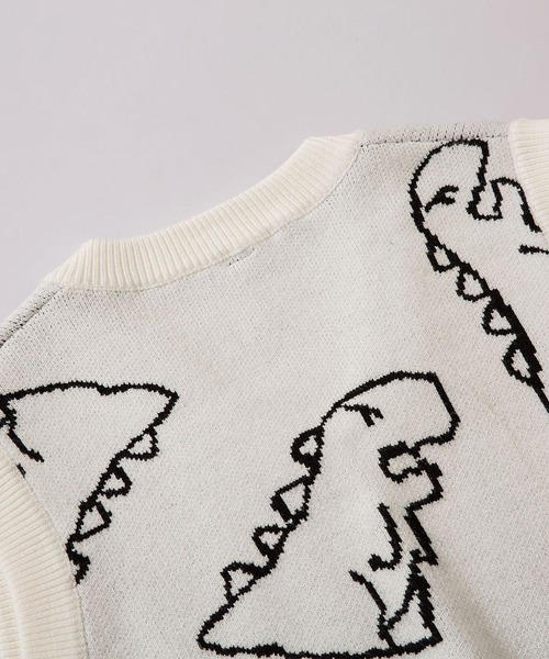 HOOK(フック)の「【HOOK】落書き恐竜イラストvネックベスト(ベスト・メンズ・ホワイト/ブラック/グリーン・XL/M/L)」の14枚目の写真