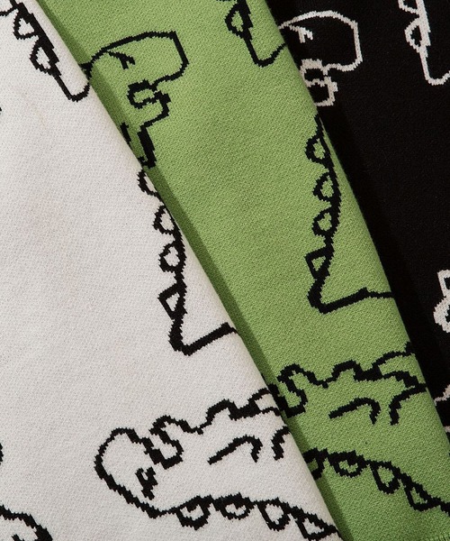 HOOK(フック)の「【HOOK】落書き恐竜イラストvネックベスト(ベスト・メンズ・ホワイト/ブラック/グリーン・XL/M/L)」の19枚目の写真