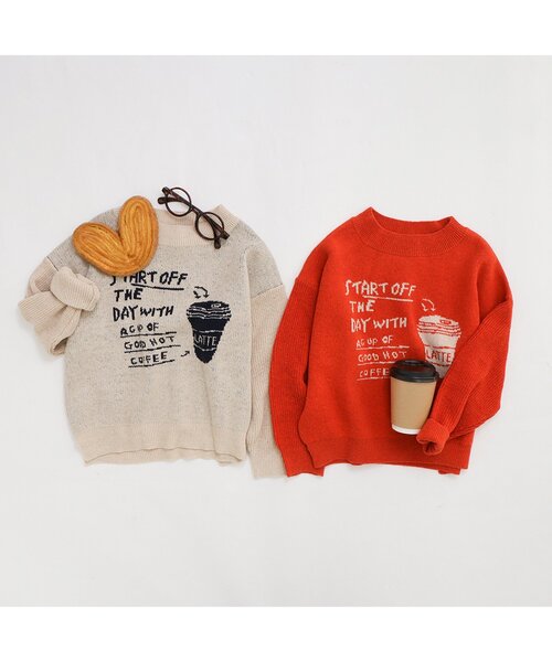 BREEZE（ブリーズ）の「ドリンクモチーフセーター（ニット/セーター・キッズ・オレンジ/アイボリー・90/100/110/120/80/130/140）」の4枚目の写真