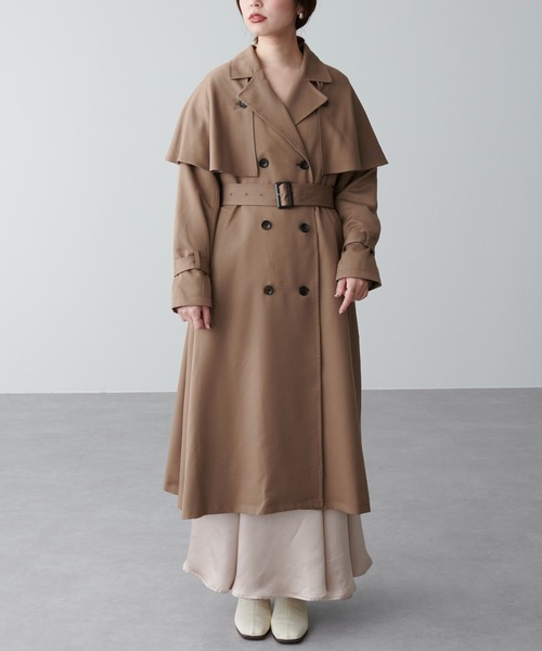 natural couture（ナチュラルクチュール）の「ケープ付きレディトレンチコート（トレンチコート・レディース・モカ/ベージュ/ピンク・FREE）」の21枚目の写真