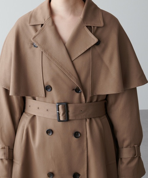 natural couture（ナチュラルクチュール）の「ケープ付きレディトレンチコート（トレンチコート・レディース・モカ/ベージュ/ピンク・FREE）」の10枚目の写真
