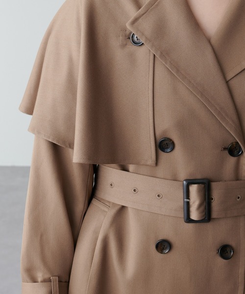 natural couture（ナチュラルクチュール）の「ケープ付きレディトレンチコート（トレンチコート・レディース・モカ/ベージュ/ピンク・FREE）」の18枚目の写真