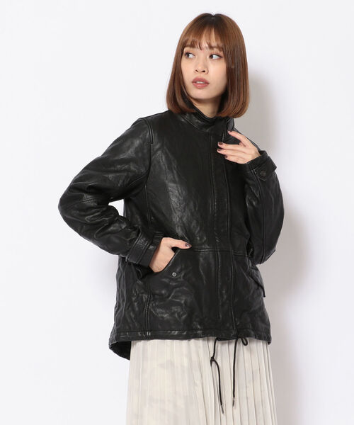 AVIREX(アヴィレックス)の「【Women's】SHORT MODS LEATHER JACKET/ ショートモッズレザージャケット(ブルゾン・レディース・ブラック・SMALL/MEDIUM)」の3枚目の写真