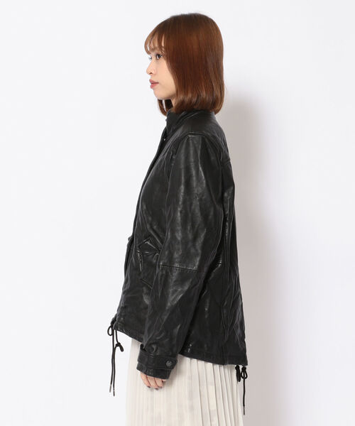 AVIREX(アヴィレックス)の「【Women's】SHORT MODS LEATHER JACKET/ ショートモッズレザージャケット(ブルゾン・レディース・ブラック・SMALL/MEDIUM)」の4枚目の写真