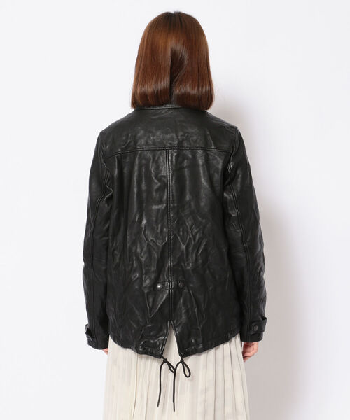 AVIREX(アヴィレックス)の「【Women's】SHORT MODS LEATHER JACKET/ ショートモッズレザージャケット(ブルゾン・レディース・ブラック・SMALL/MEDIUM)」の2枚目の写真