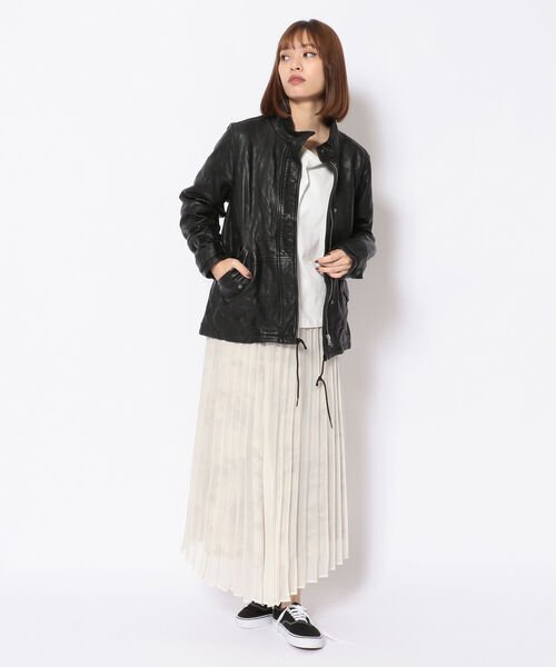 AVIREX(アヴィレックス)の「【Women's】SHORT MODS LEATHER JACKET/ ショートモッズレザージャケット(ブルゾン・レディース・ブラック・SMALL/MEDIUM)」の11枚目の写真