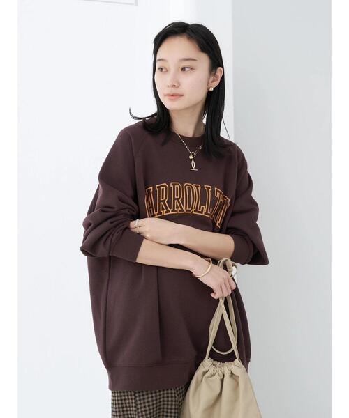 earth music&ecology(アースミュージックアンドエコロジー)の「グラフィックスウェットチュニック*(Tシャツ/カットソー・レディース・チャコールグレー/ブラウン/グリーン/ライトベージュ・FREE)」の6枚目の写真