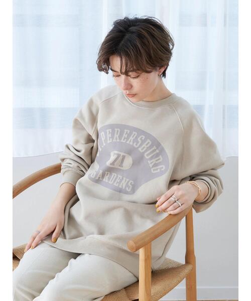 earth music&ecology(アースミュージックアンドエコロジー)の「グラフィックスウェットチュニック*(Tシャツ/カットソー・レディース・チャコールグレー/ブラウン/グリーン/ライトベージュ・FREE)」の13枚目の写真