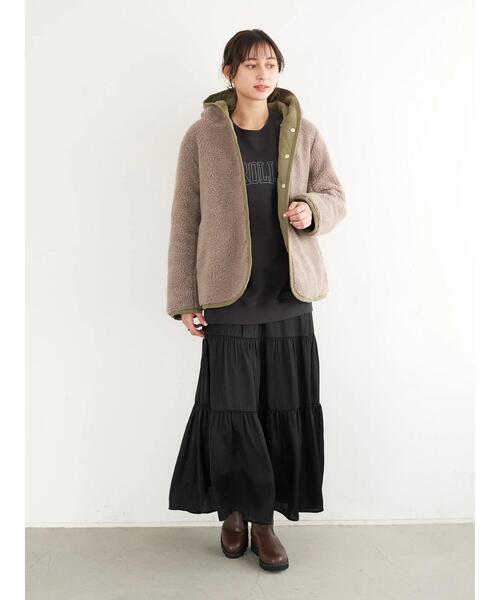 earth music&ecology(アースミュージックアンドエコロジー)の「グラフィックスウェットチュニック*(Tシャツ/カットソー・レディース・チャコールグレー/ブラウン/グリーン/ライトベージュ・FREE)」の21枚目の写真