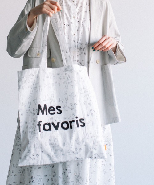 POU DOU DOU（プードゥドゥ）の「Favoris線画プリントポケッタブルトートバッグ（トートバッグ・レディース・ライトブルー/オフホワイト・8）」の2枚目の写真
