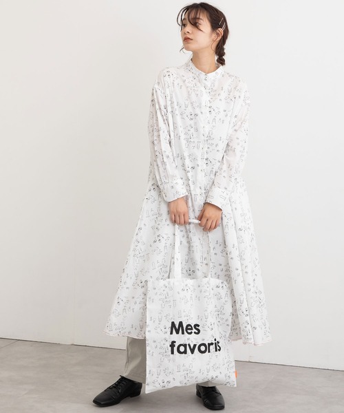 POU DOU DOU（プードゥドゥ）の「Favoris線画プリントポケッタブルトートバッグ（トートバッグ・レディース・ライトブルー/オフホワイト・8）」の5枚目の写真