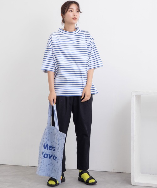 POU DOU DOU（プードゥドゥ）の「Favoris線画プリントポケッタブルトートバッグ（トートバッグ・レディース・ライトブルー/オフホワイト・8）」の13枚目の写真