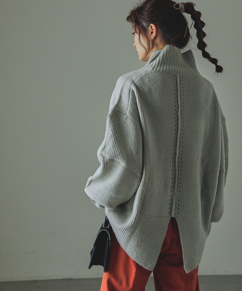 Fashion Letter(ファッションレター)の「ハイネックニットプルオーバー(ニット/セーター・レディース・ブラック/ベージュ/ライトグレー/ブラウン/グレー・M~L/LL~3L/4L~5L)」の1枚目の写真