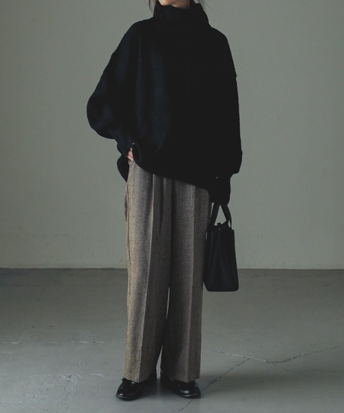 Fashion Letter(ファッションレター)の「ハイネックニットプルオーバー(ニット/セーター・レディース・ブラック/ベージュ/ライトグレー/ブラウン/グレー・M~L/LL~3L/4L~5L)」の8枚目の写真