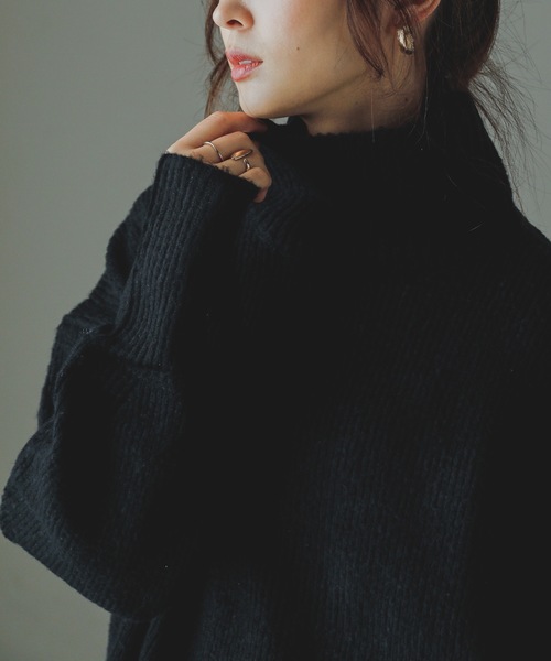 Fashion Letter(ファッションレター)の「ハイネックニットプルオーバー(ニット/セーター・レディース・ブラック/ベージュ/ライトグレー/ブラウン/グレー・M~L/LL~3L/4L~5L)」の13枚目の写真