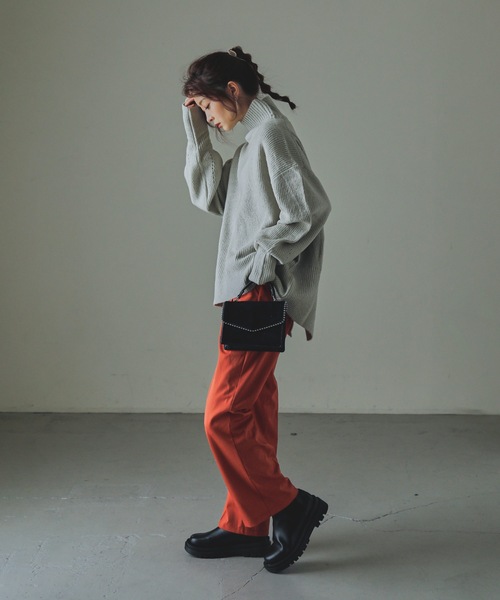 Fashion Letter(ファッションレター)の「ハイネックニットプルオーバー(ニット/セーター・レディース・ブラック/ベージュ/ライトグレー/ブラウン/グレー・M~L/LL~3L/4L~5L)」の15枚目の写真