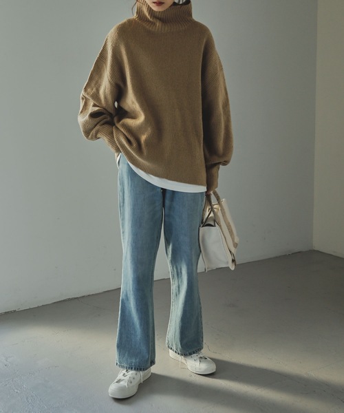 Fashion Letter(ファッションレター)の「ハイネックニットプルオーバー(ニット/セーター・レディース・ブラック/ベージュ/ライトグレー/ブラウン/グレー・M~L/LL~3L/4L~5L)」の12枚目の写真