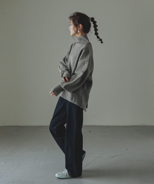 Fashion Letter(ファッションレター)の「ハイネックニットプルオーバー(ニット/セーター・レディース・ブラック/ベージュ/ライトグレー/ブラウン/グレー・M~L/LL~3L/4L~5L)」の17枚目の写真