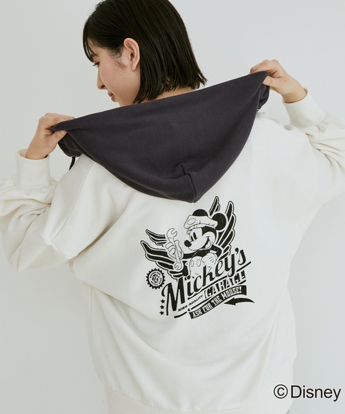 VIS（ビス）の「【ディズニー】ミッキー/バイカラージップアップパーカー【WEB限定】（パーカー・レディース・オフホワイト/スミクロ・FREE）」の9枚目の写真