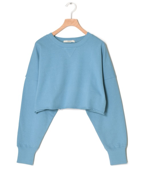 Alley by w closet（アリーバイダブルクローゼット）の「【Alley】ハングル裏毛ショートプルオーバー（スウェット・レディース・ピンク/ブルー/イエロー・FREE）」の4枚目の写真