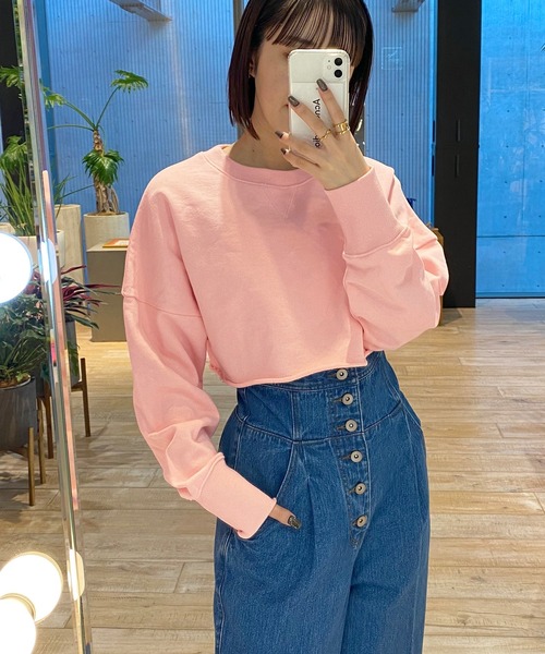 Alley by w closet（アリーバイダブルクローゼット）の「【Alley】ハングル裏毛ショートプルオーバー（スウェット・レディース・ピンク/ブルー/イエロー・FREE）」の20枚目の写真