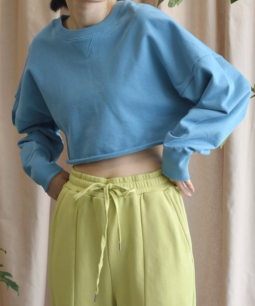 Alley by w closet（アリーバイダブルクローゼット）の「【Alley】ハングル裏毛ショートプルオーバー（スウェット・レディース・ピンク/ブルー/イエロー・FREE）」の16枚目の写真